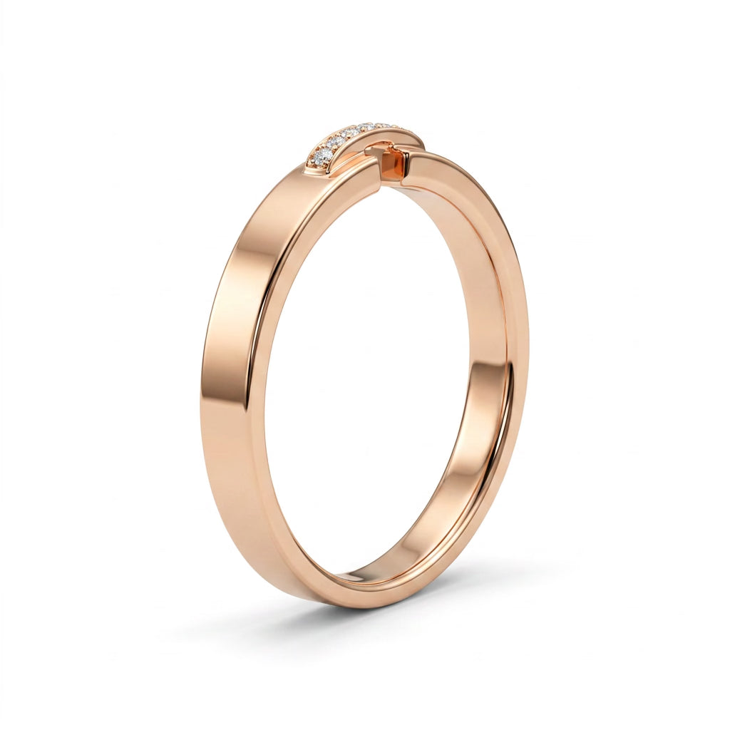 Low Profile Round Wedding Band (1/10 ct. tw.) in 18K Rose Gold