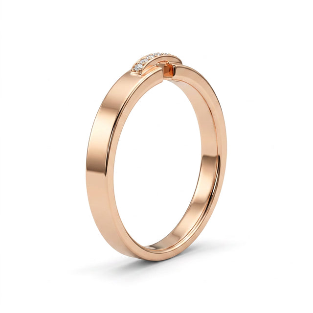 Low Profile Round Wedding Band (1/10 ct. tw.) in 18K Rose Gold