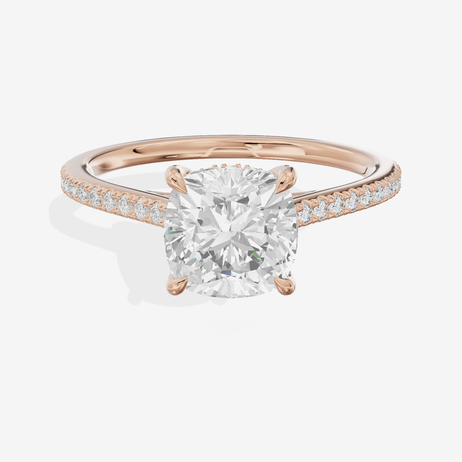 Luxe Goldweave Cushion Engagement Ring with Side Stones (1/5 ct. tw.) in 14K Rose Gold