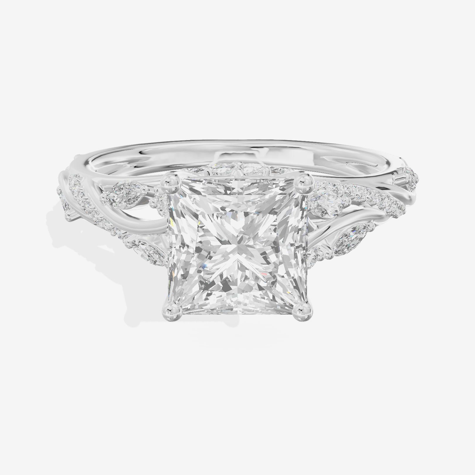 Twined Lumera Princess Twisted Engagement Ring (1/2 ct. tw.) in 18K White Gold