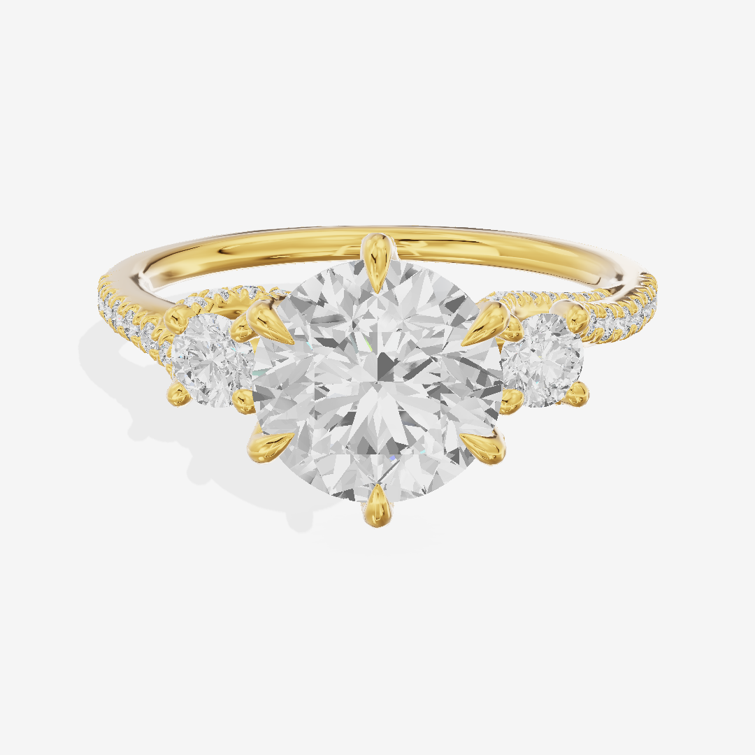 Luxe Triade Round Three Stone Engagement Ring (1/2 ct. tw.) in 14K Yellow Gold