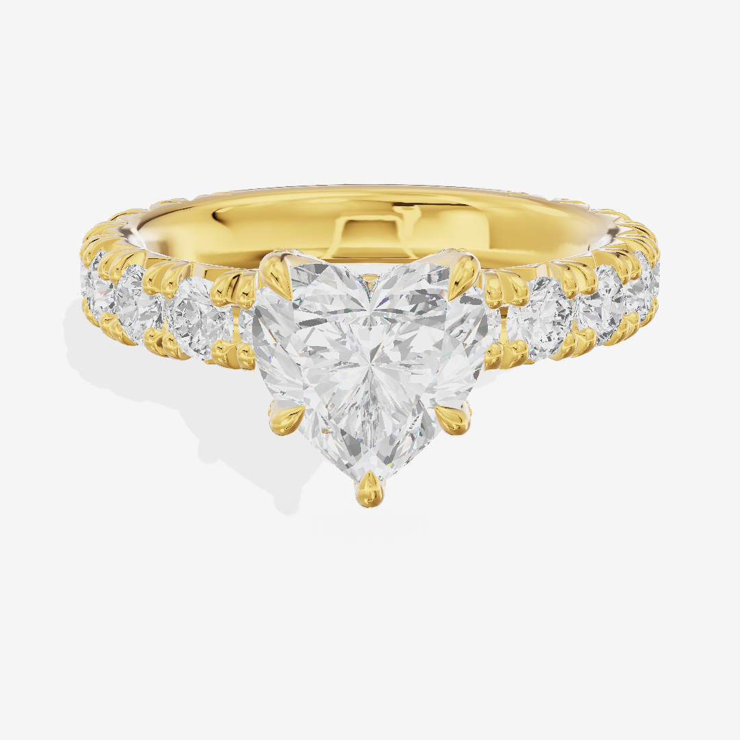 Crowned Sincere Heart Engagement Ring with Side Stones (3/4 ct. tw.) in 18K Yellow Gold
