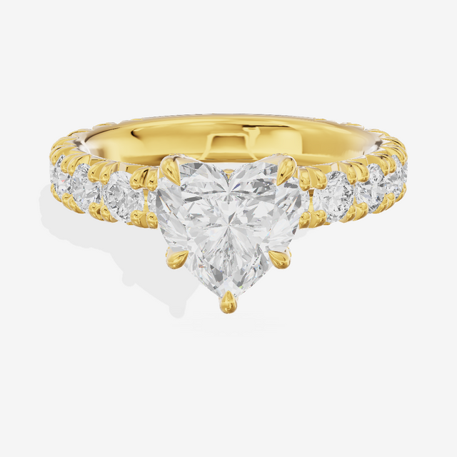 Crowned Sincere Heart Engagement Ring with Side Stones (3/4 ct. tw.) in 18K Yellow Gold