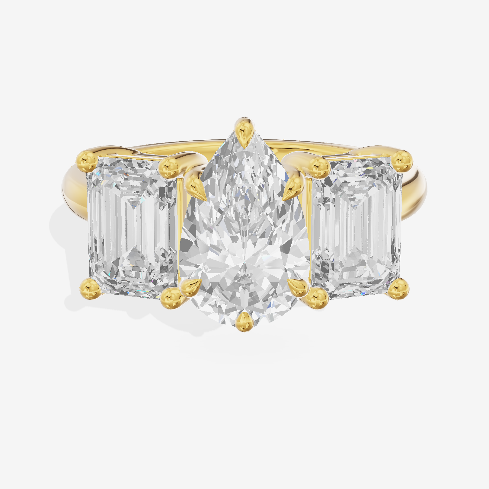 Luxe Whisper Three Stone Pear Engagement Ring (3/4 ct. tw.) in 14K Yellow Gold
