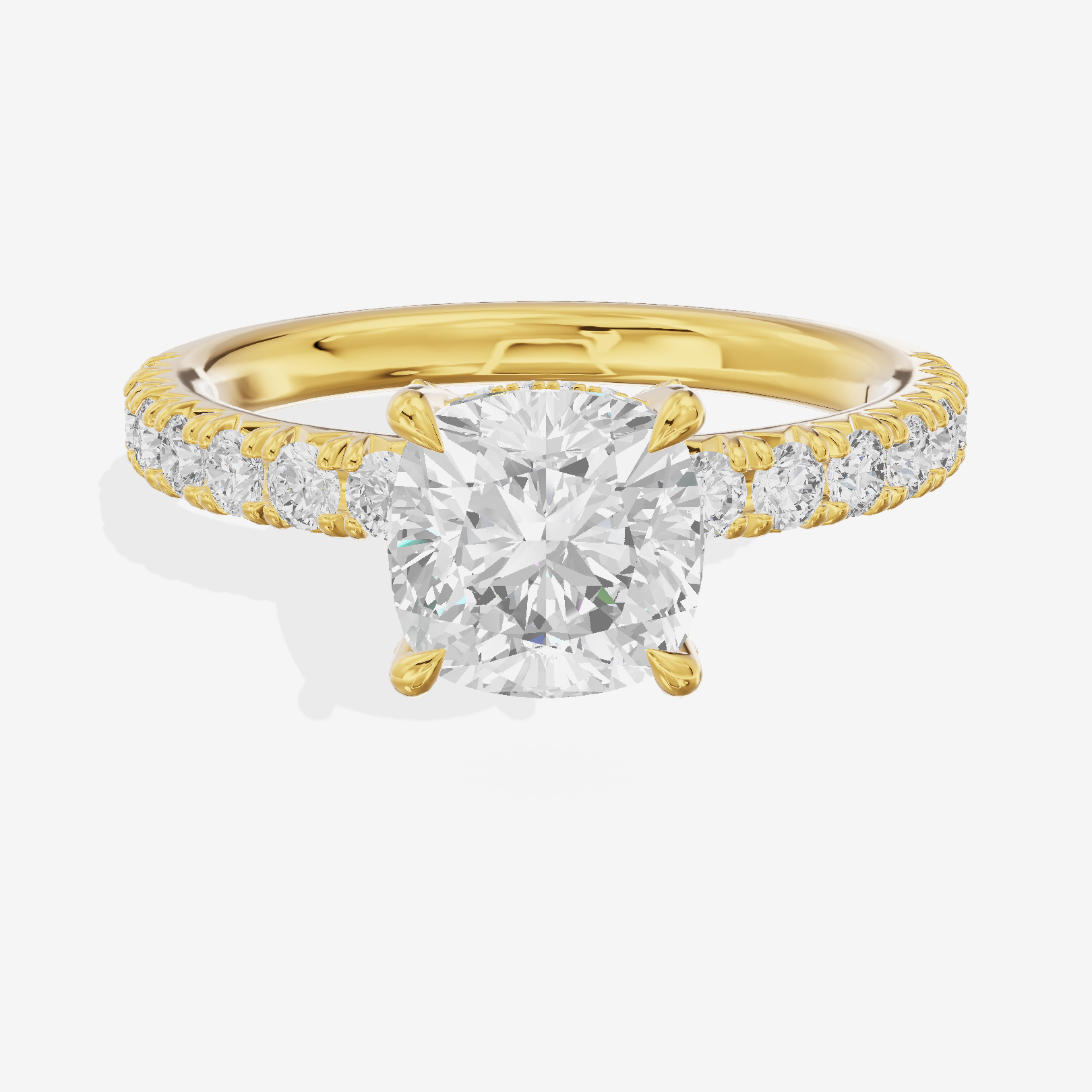 Twined Maia Cushion Engagement Ring with Side Stones (1/2 ct. tw.) in 18K Yellow Gold