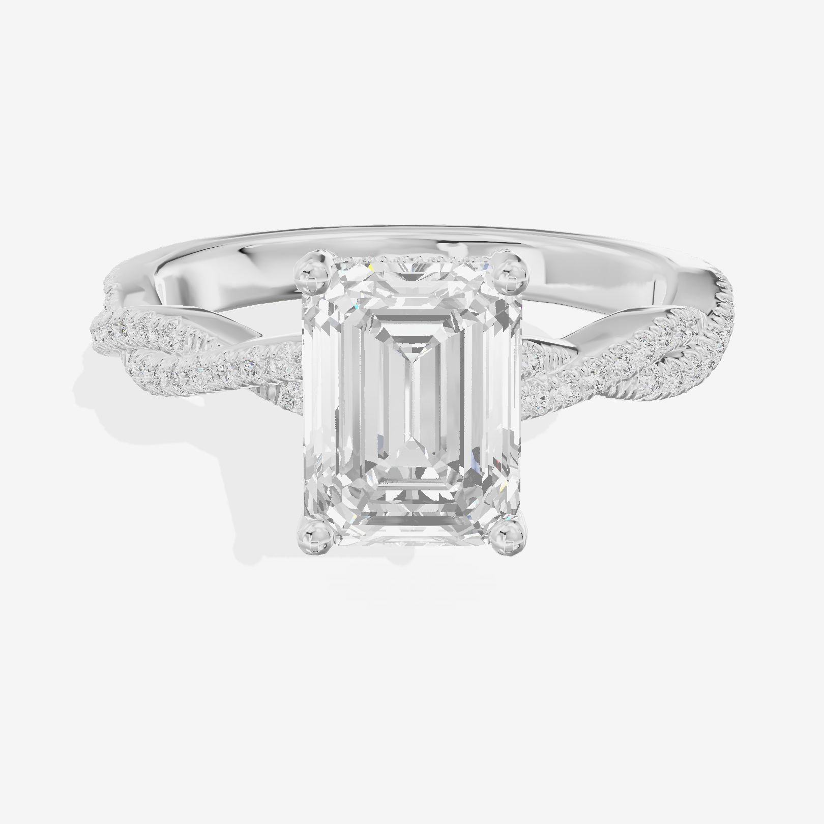 Luxe Twine Emerald Twisted Engagement Ring (1/3 ct. tw.) in 18K White Gold