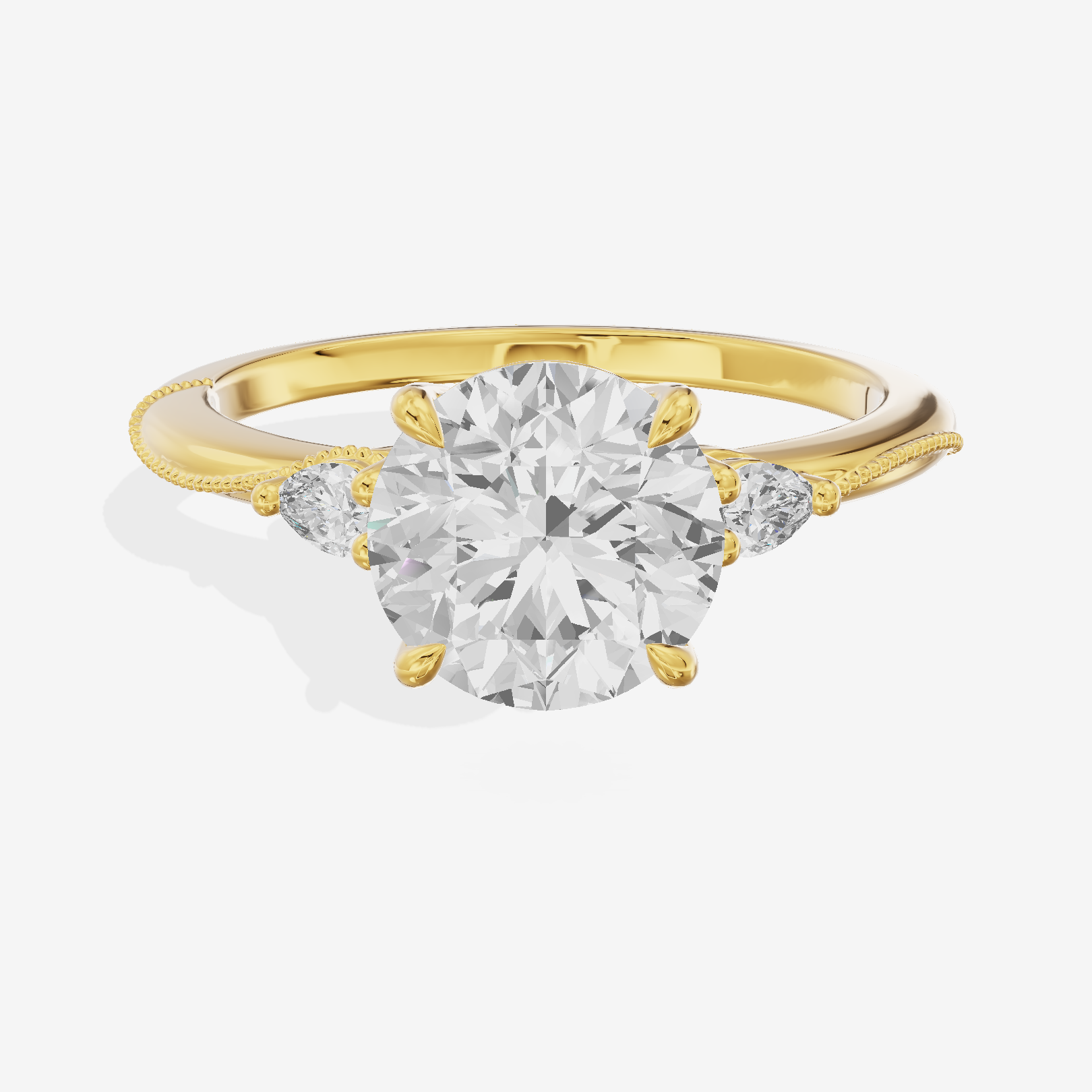 Luxe Triade Round Three Stone Engagement Ring (1/2 ct. tw.) in 18K Yellow Gold