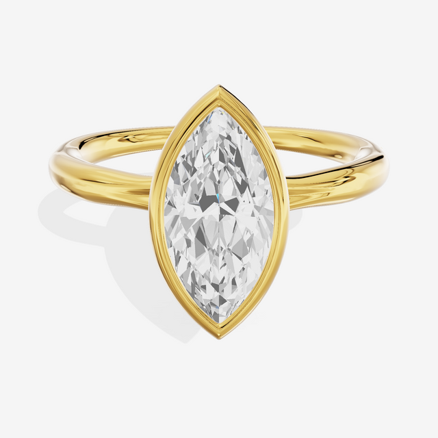 Coeurine Bezel 2mm Marquise Solitaire Engagement Ring in 18K Yellow Gold