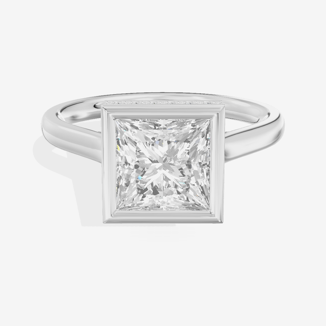 Sincere Hidden Halo Princess Engagement Ring (1/6 ct. tw.) in 18K White Gold