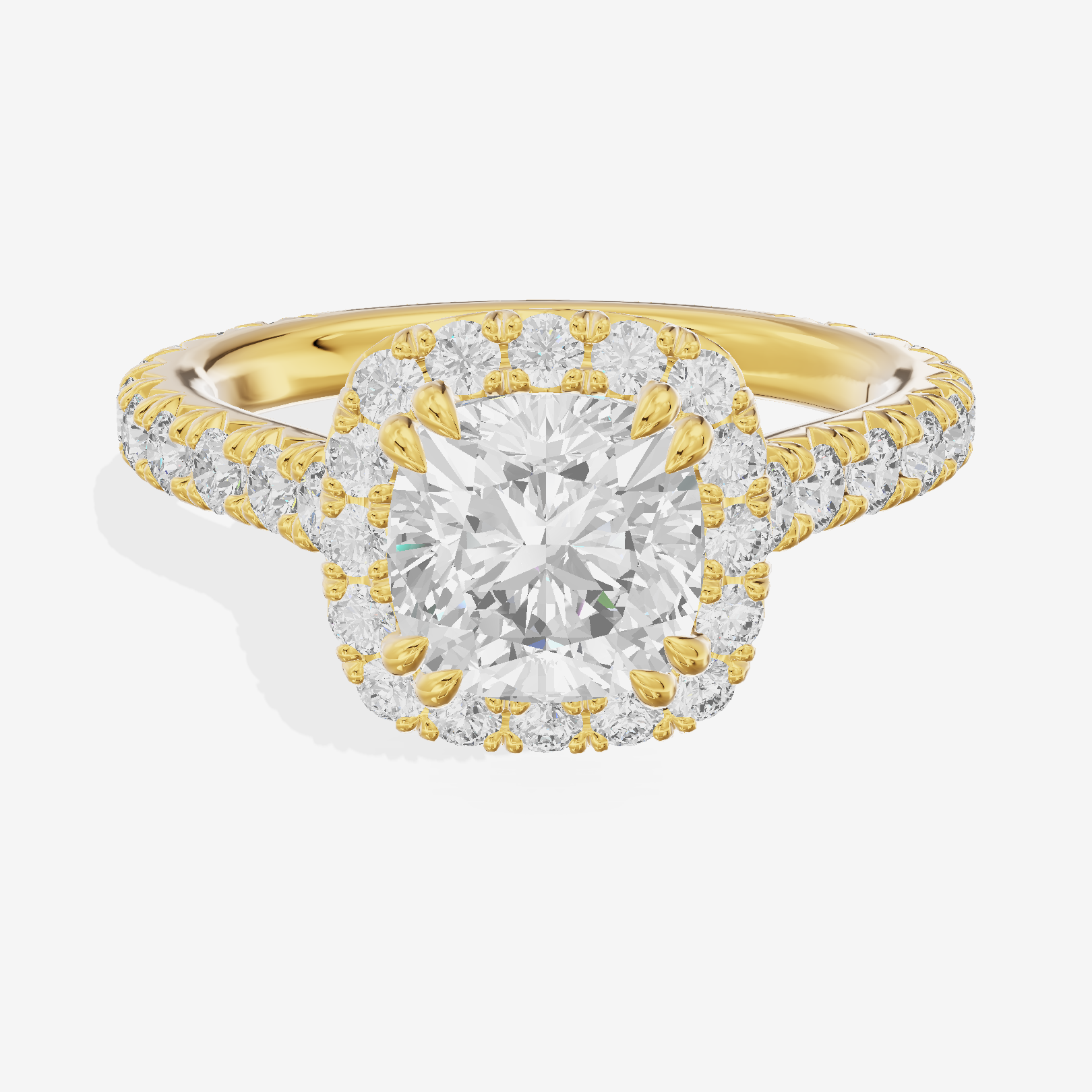 One of One Halo Cushion Engagement Ring (3/4 ct. tw.) in 18K Yellow Gold