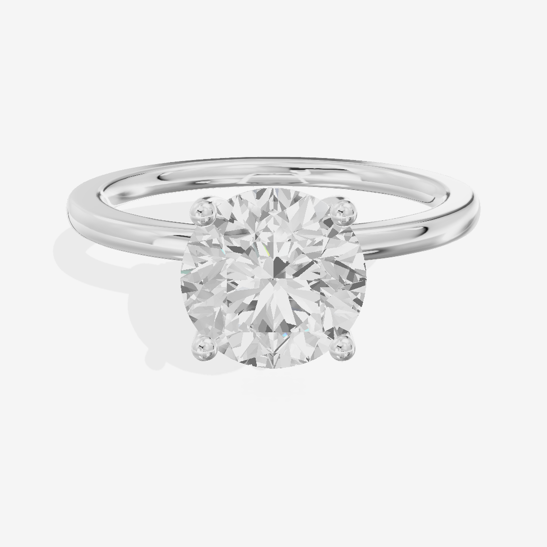 Vowsae Hidden Halo Round Engagement Ring (1/20 ct. tw.) in 14K White Gold