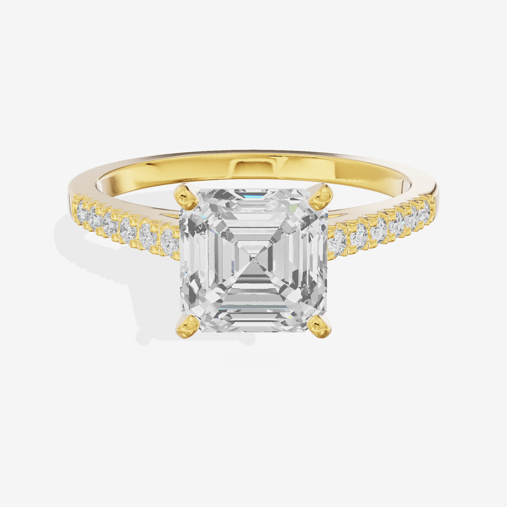 Sworn Vowsae Asscher Engagement Ring with Side Stones (1/10 ct. tw.) in 18K Yellow Gold