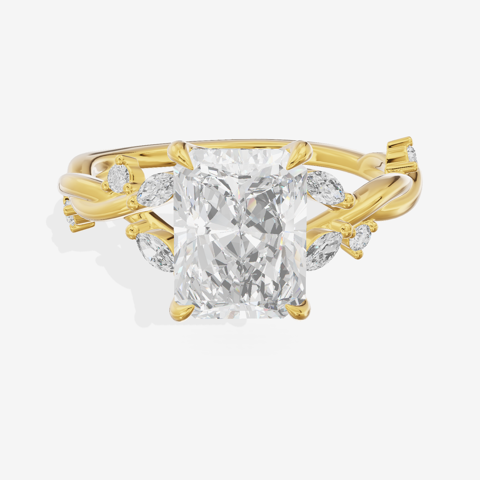 Twined Vowsae Radiant Twisted Engagement Ring (1/6 ct. tw.) in 18K Yellow Gold