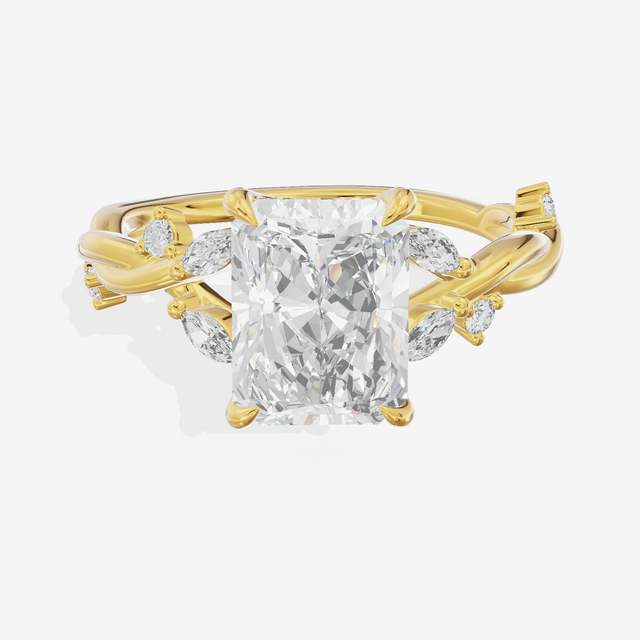 Twined Vowsae Radiant Twisted Engagement Ring (1/6 ct. tw.) in 18K Yellow Gold