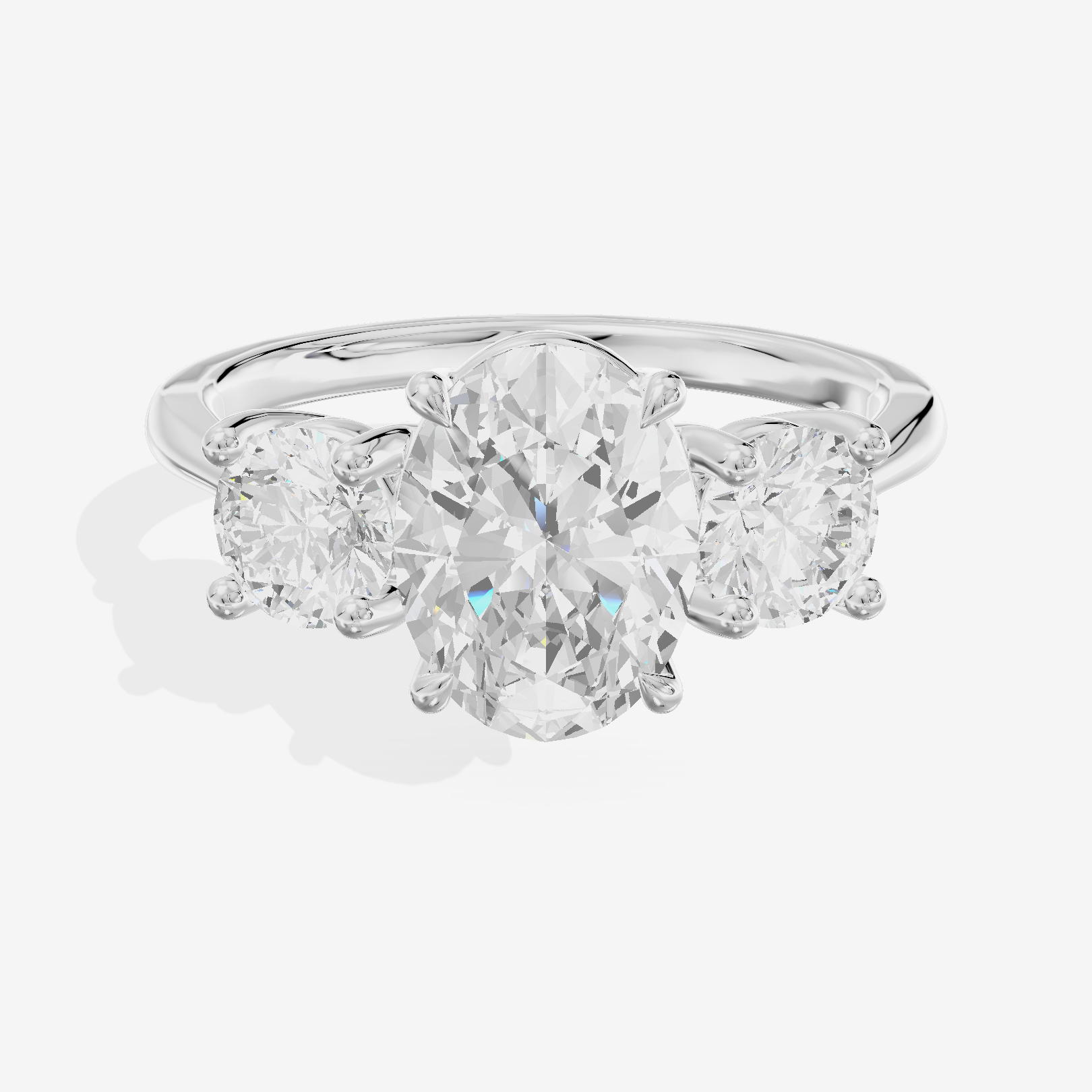 Luxe Trueheart Three Stone Oval Engagement Ring (2/3 ct. tw.) in Platinum