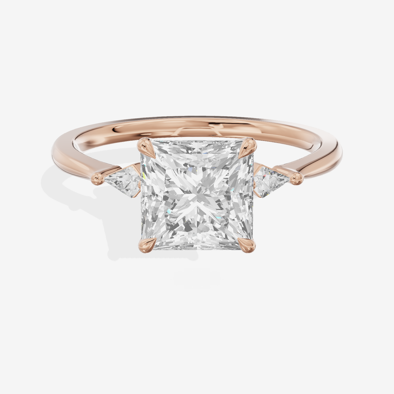 Petite Triade Princess Three Stone Engagement Ring (1/15 ct. tw.) in 14K Rose Gold