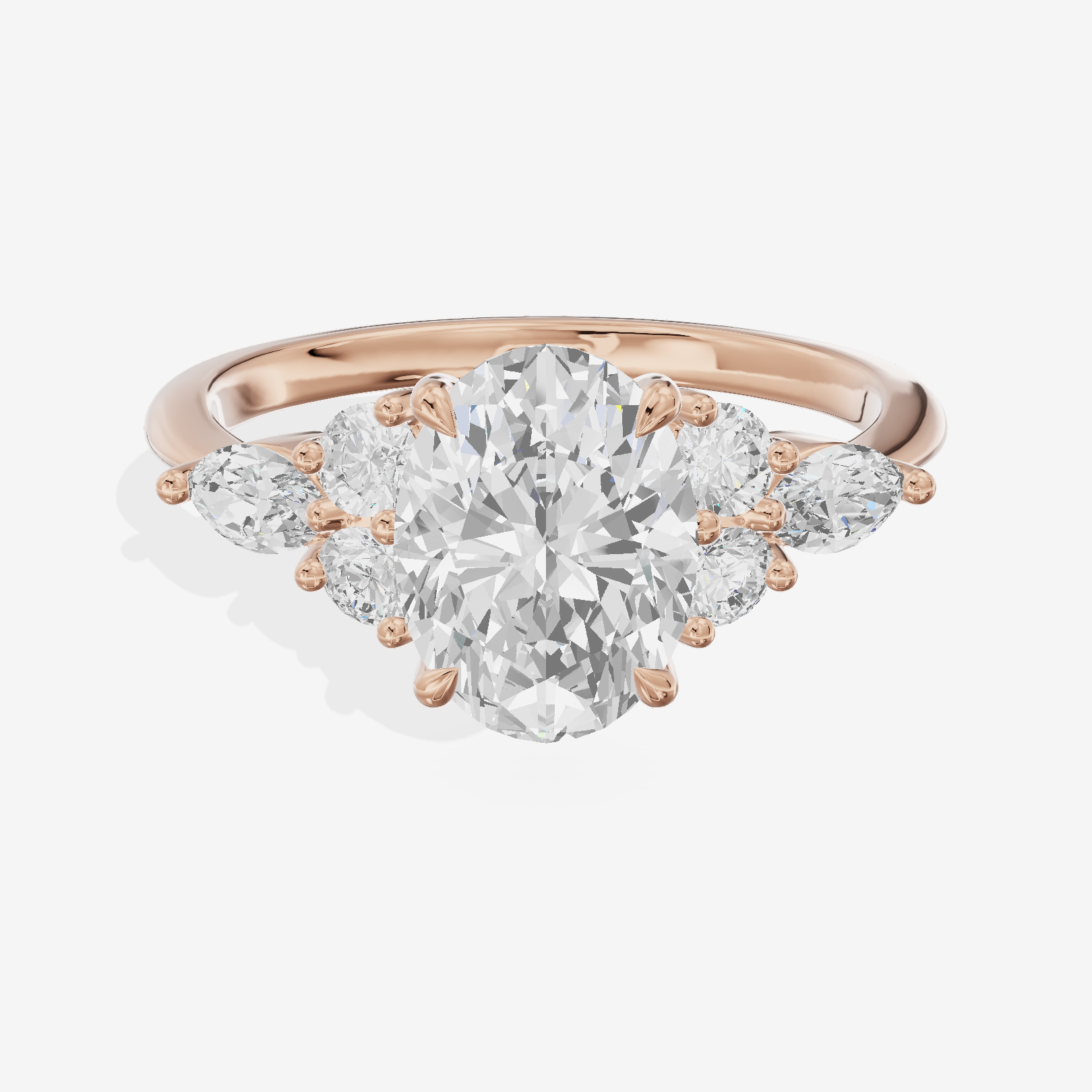 Luxe Vowsae Oval Engagement Ring with Side Stones (2/5 ct. tw.) in 18K Rose Gold