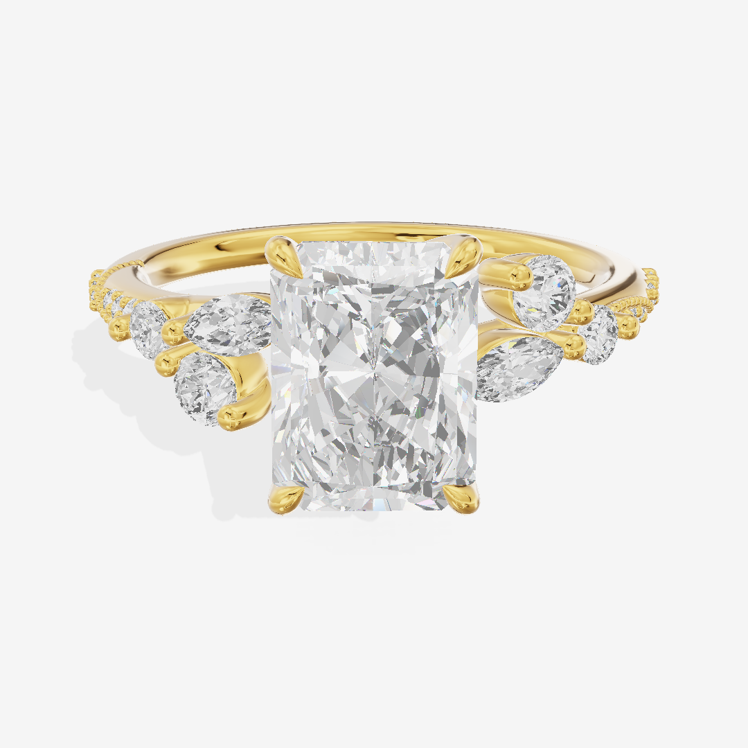 Luxe Halcyon Radiant Milgrain Engagement Ring (1/3 ct. tw.) in 18K Yellow Gold