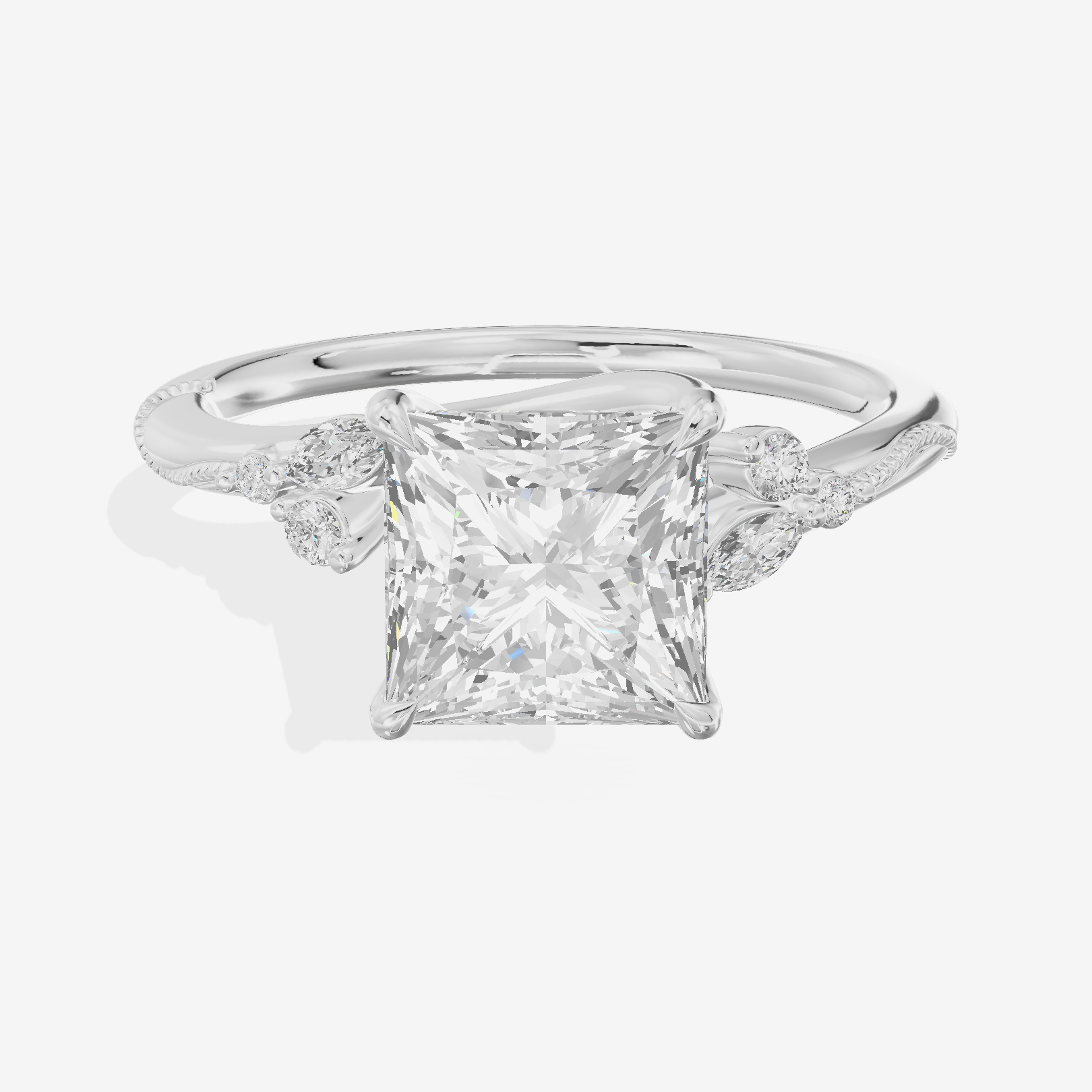 Vintage Lumera Princess Engagement Ring (1/10 ct. tw.) in 18K White Gold