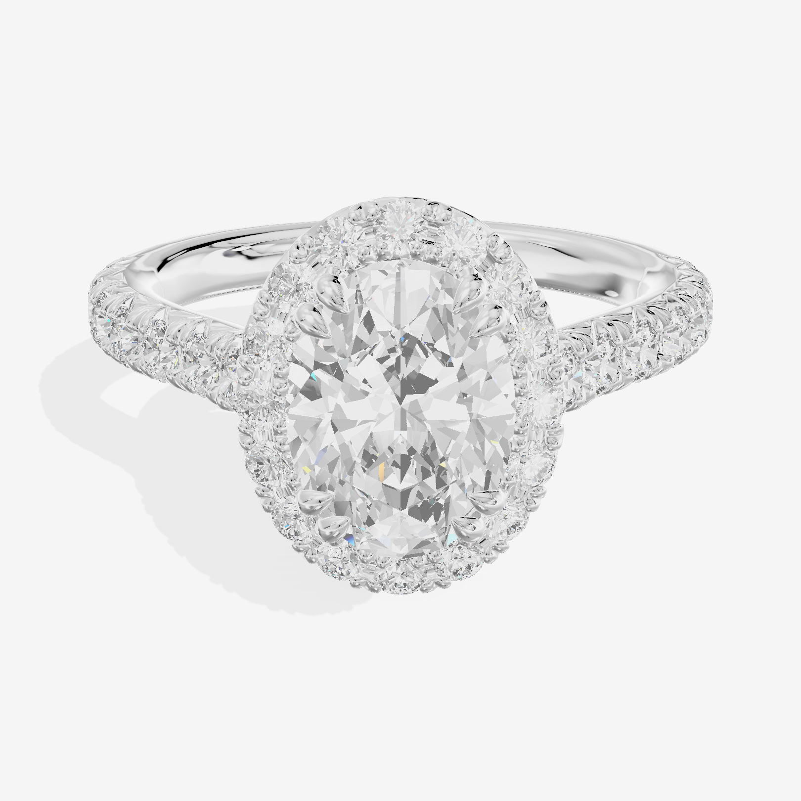 One of One Halo Oval Engagement Ring (3/4 ct. tw.) in 18K White Gold