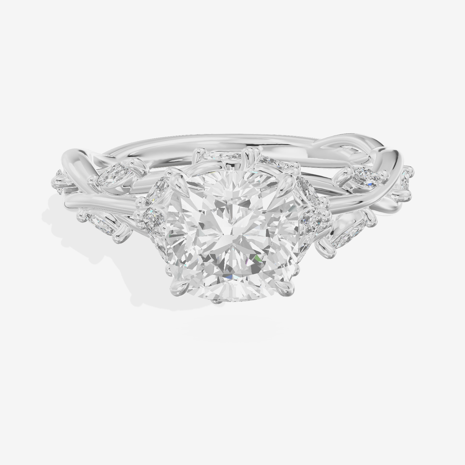 Twine Pavé Cushion Twisted Engagement Ring (1/2 ct. tw.) in 18K White Gold