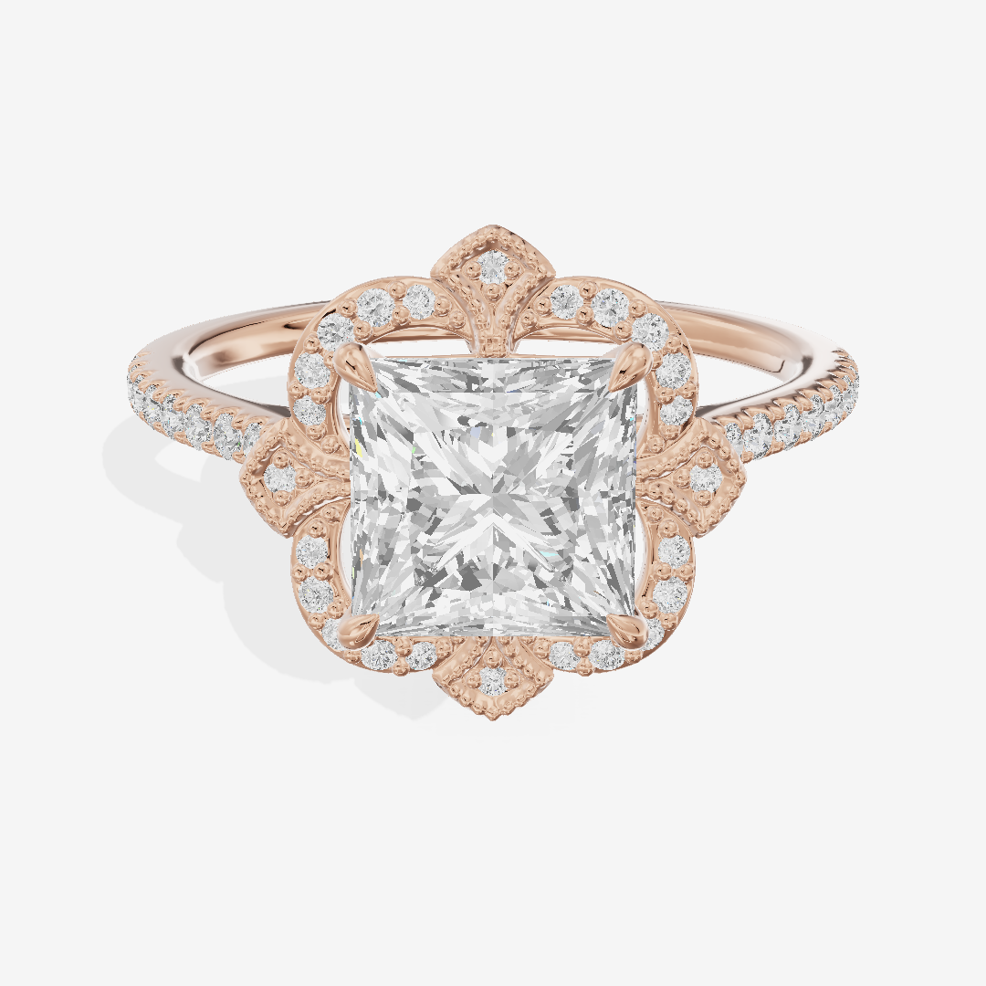 Selenia Halo Princess Engagement Ring (1/6 ct. tw.) in 18K Rose Gold