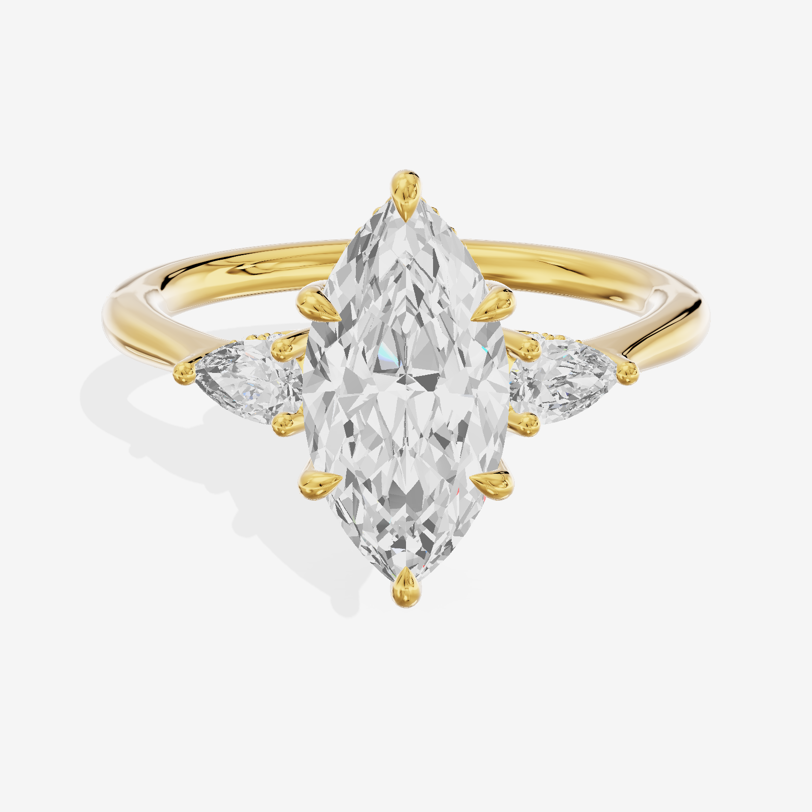 Petite Vowsae Three Stone Marquise Engagement Ring (1/4 ct. tw.) in 18K Yellow Gold