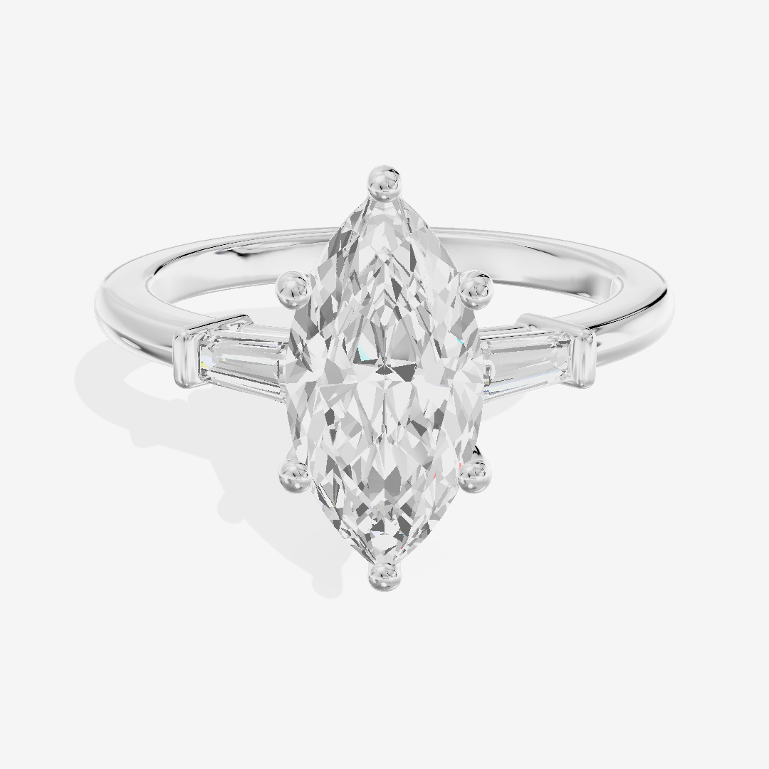 Eternal Coeurine Three Stone Marquise Engagement Ring (1/5 ct. tw.) in 18K White Gold