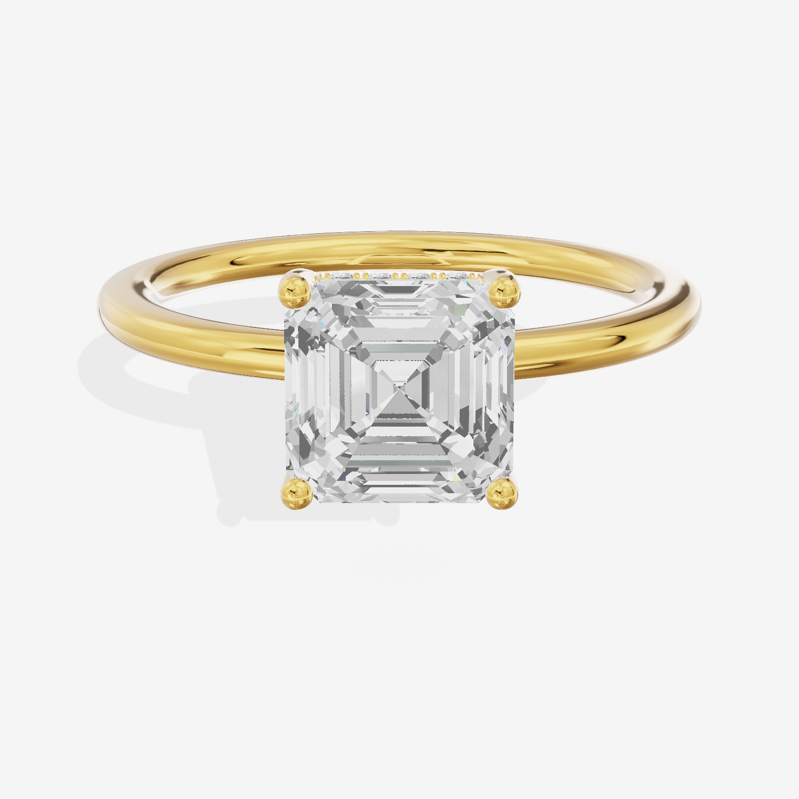 Reverya Hidden Halo Asscher Engagement Ring (1/20 ct. tw.) in 18K Yellow Gold