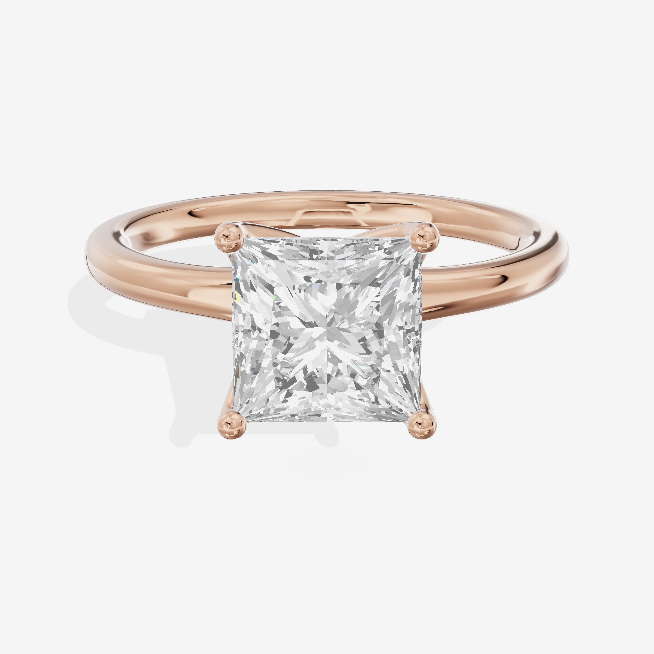 Linger 1.8mm Princess Solitaire Engagement Ring in 18K Rose Gold