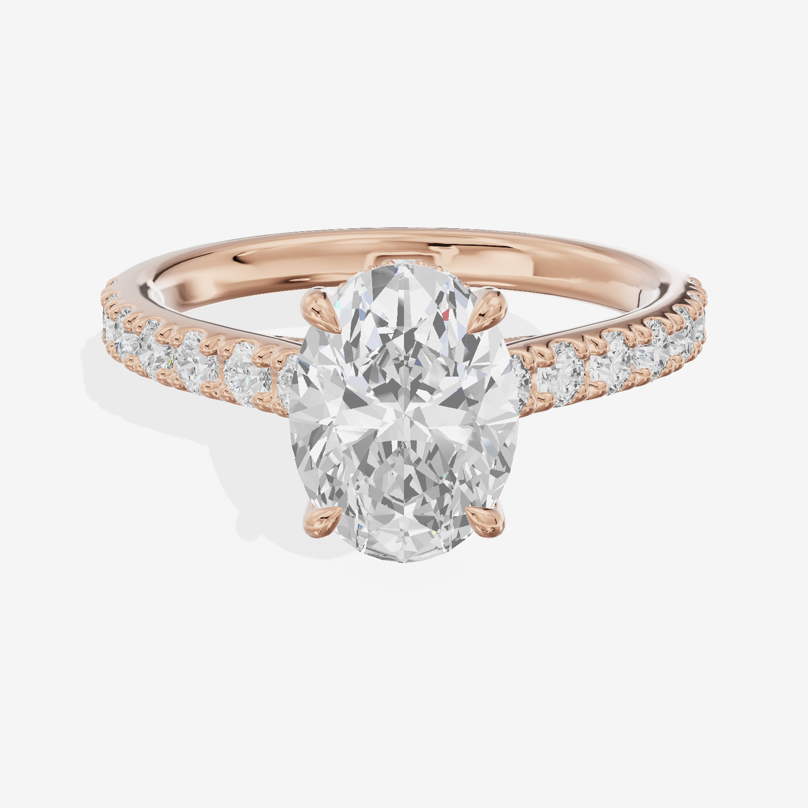 Grand Trueheart Oval Engagement Ring with Side Stones (1/2 ct. tw.) in 18K Rose Gold