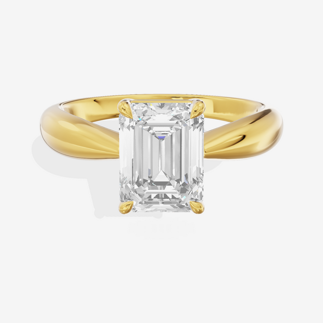 Aimora Trellis 2mm Emerald Solitaire Engagement Ring in 14K Yellow Gold
