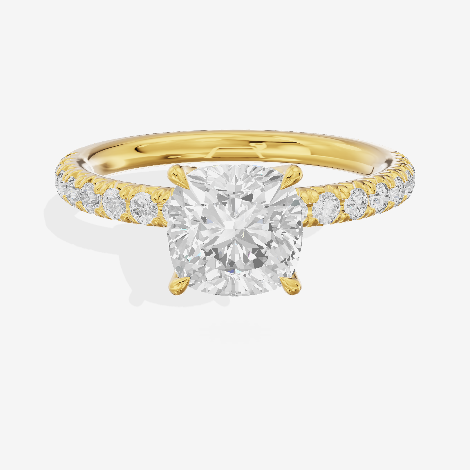 Bowed Whisper Cushion Engagement Ring with Side Stones (1/4 ct. tw.) in 14K Yellow Gold