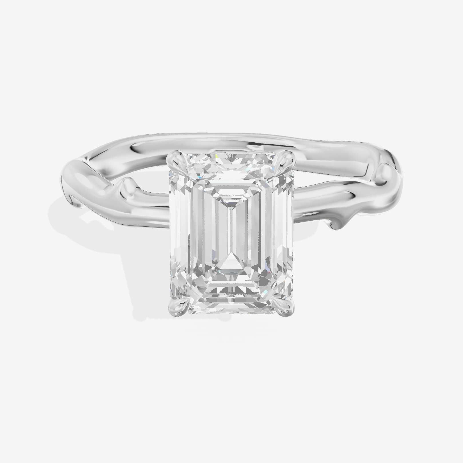 Vowsae Cathedral 2.2mm Emerald Solitaire Engagement Ring in 14K White Gold