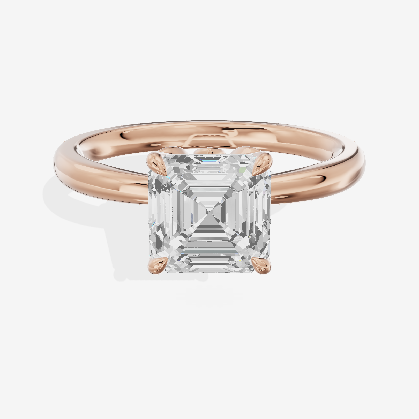 Eversince Solitaire 2mm Asscher Engagement Ring in 18K Rose Gold