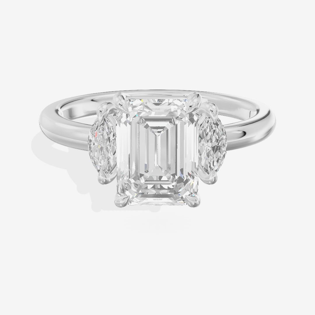 Selenia Three Stone Emerald Engagement Ring (1/2 ct. tw.) in 18K White Gold