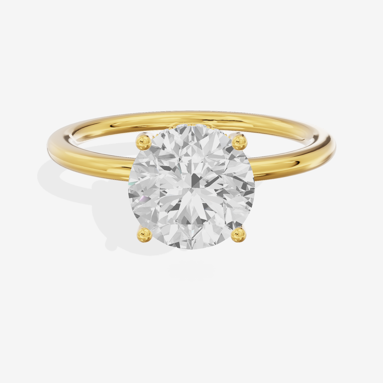 Reverya Hidden Halo Round Engagement Ring (1/20 ct. tw.) in 18K Yellow Gold