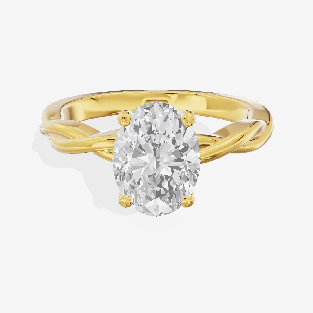 Twined Coeurine Oval Twisted Engagement Ring in 18K Yellow Gold