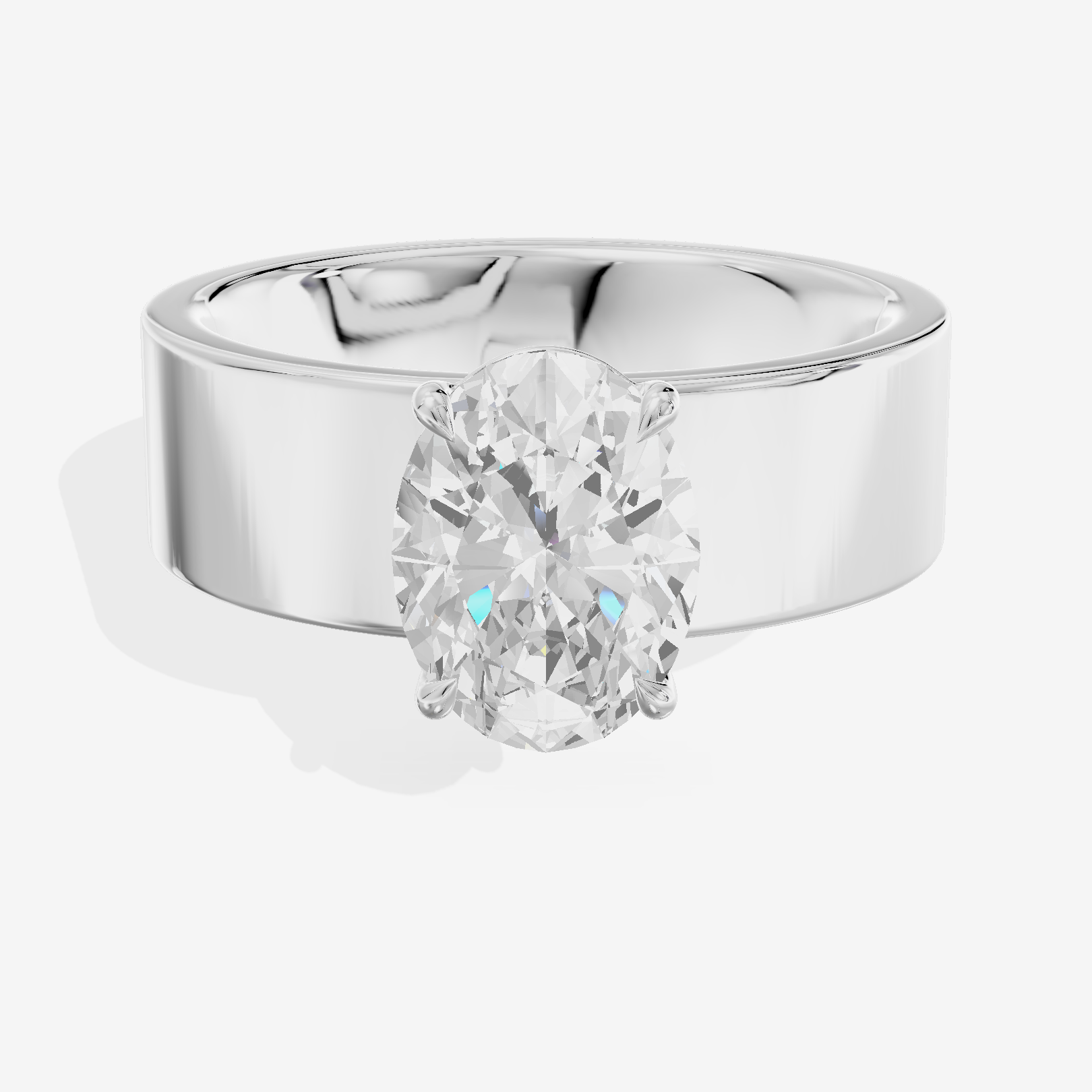 Aimora Solitaire 6mm Oval Engagement Ring in 18K White Gold