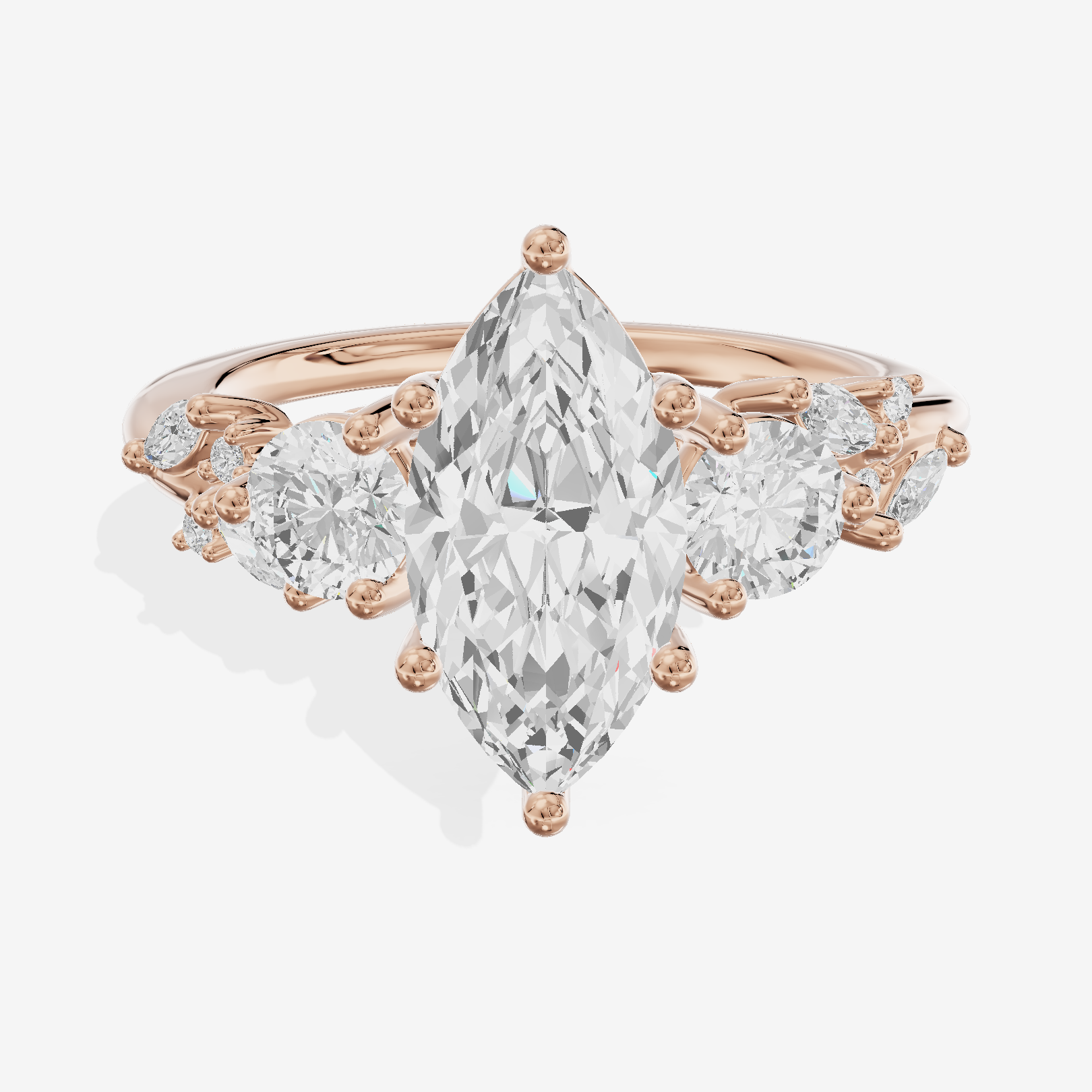 Grand Sincere Three Stone Marquise Engagement Ring (1/3 ct. tw.) in 14K Rose Gold