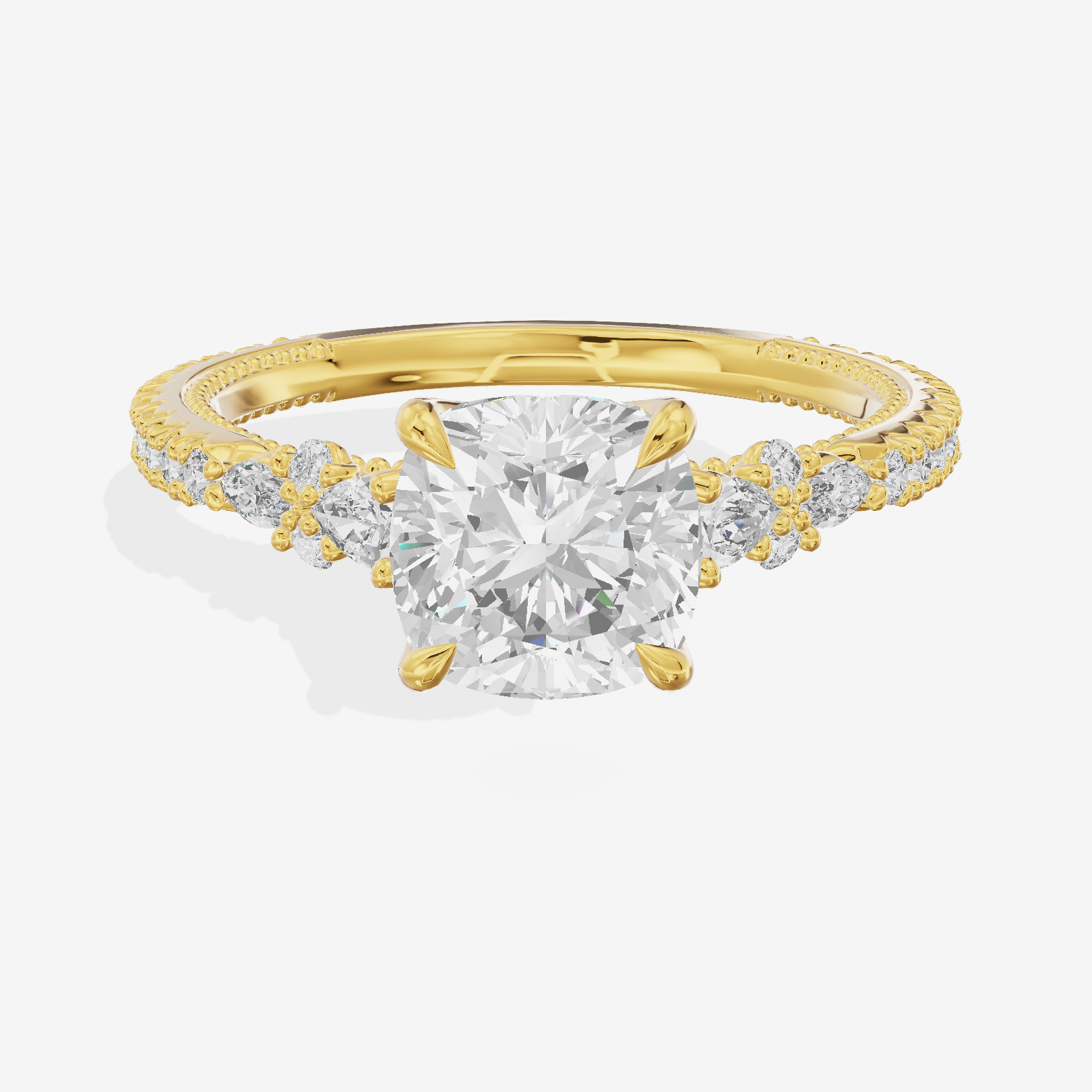 Trueheart Cushion Engagement Ring with Side Stones (2/5 ct. tw.) in 18K Yellow Gold