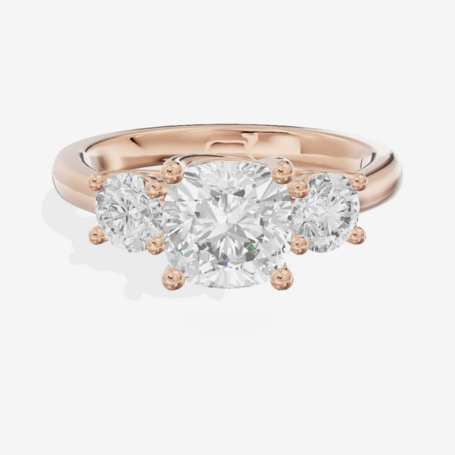 Petite Selenia Three Stone Cushion Engagement Ring (1/3 ct. tw.) in 18K Rose Gold