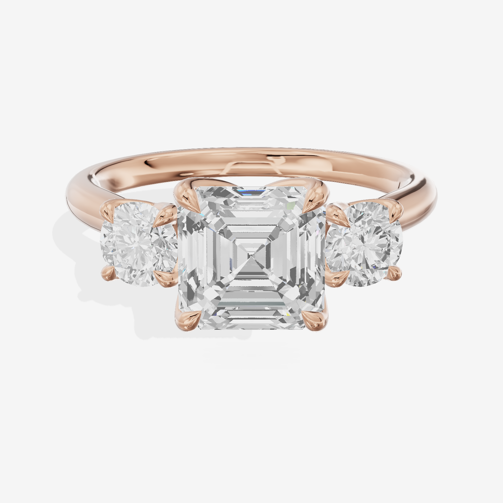 Grand Triade Asscher Three Stone Engagement Ring (2/5 ct. tw.) in 18K Rose Gold