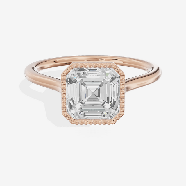 Modern Coeurine 1.5mm Asscher Bezel Engagement Ring in 18K Rose Gold