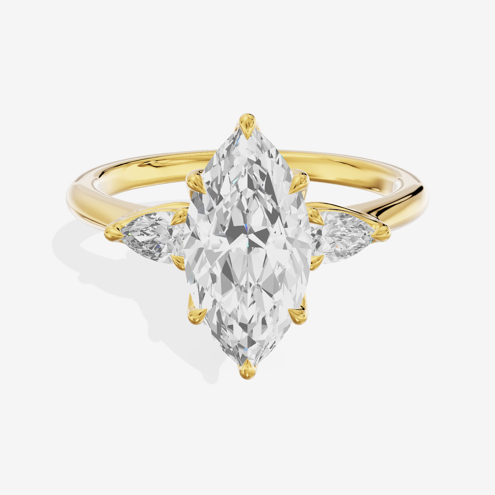 Petite Coeurine Three Stone Marquise Engagement Ring (1/5 ct. tw.) in 14K Yellow Gold