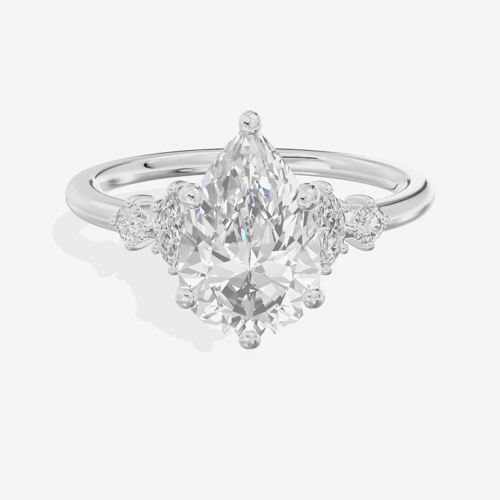 Hallowed Halcyon Pear Engagement Ring with Side Stones (1/6 ct. tw.) in 14K White Gold