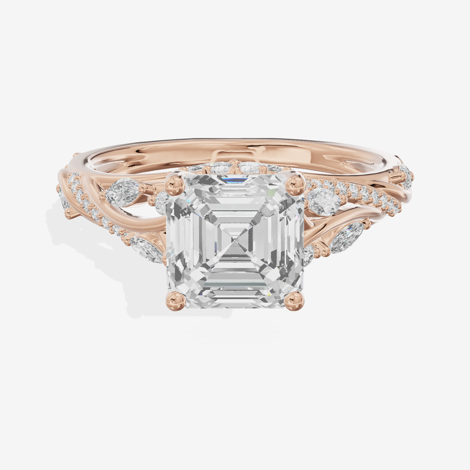 Twined Lumera Asscher Twisted Engagement Ring (1/2 ct. tw.) in 18K Rose Gold