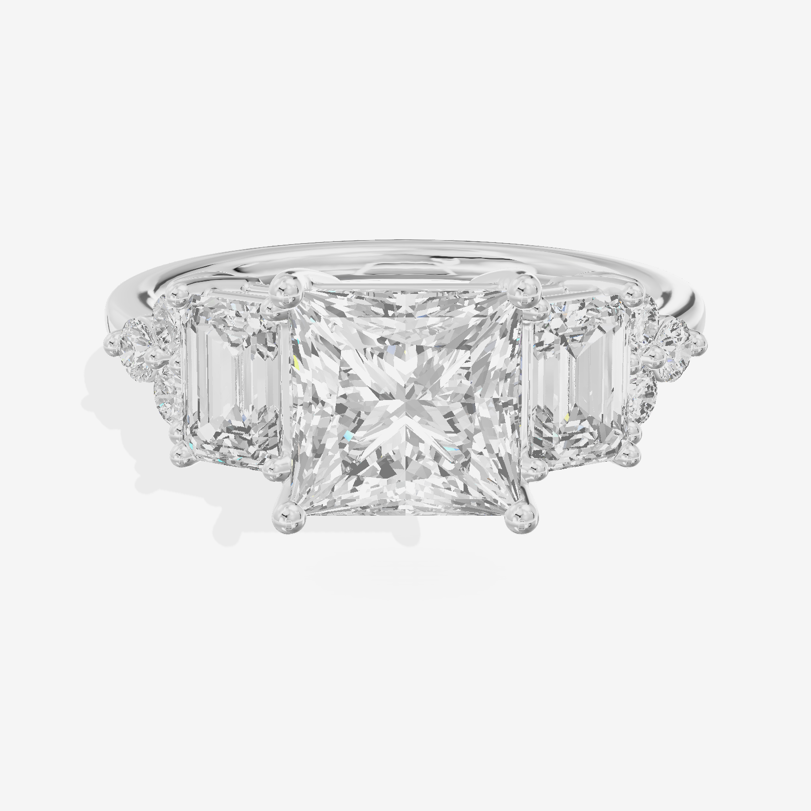 Grand Halcyon Princess Engagement Ring with Side Stones (3/4 ct. tw.) in 18K White Gold