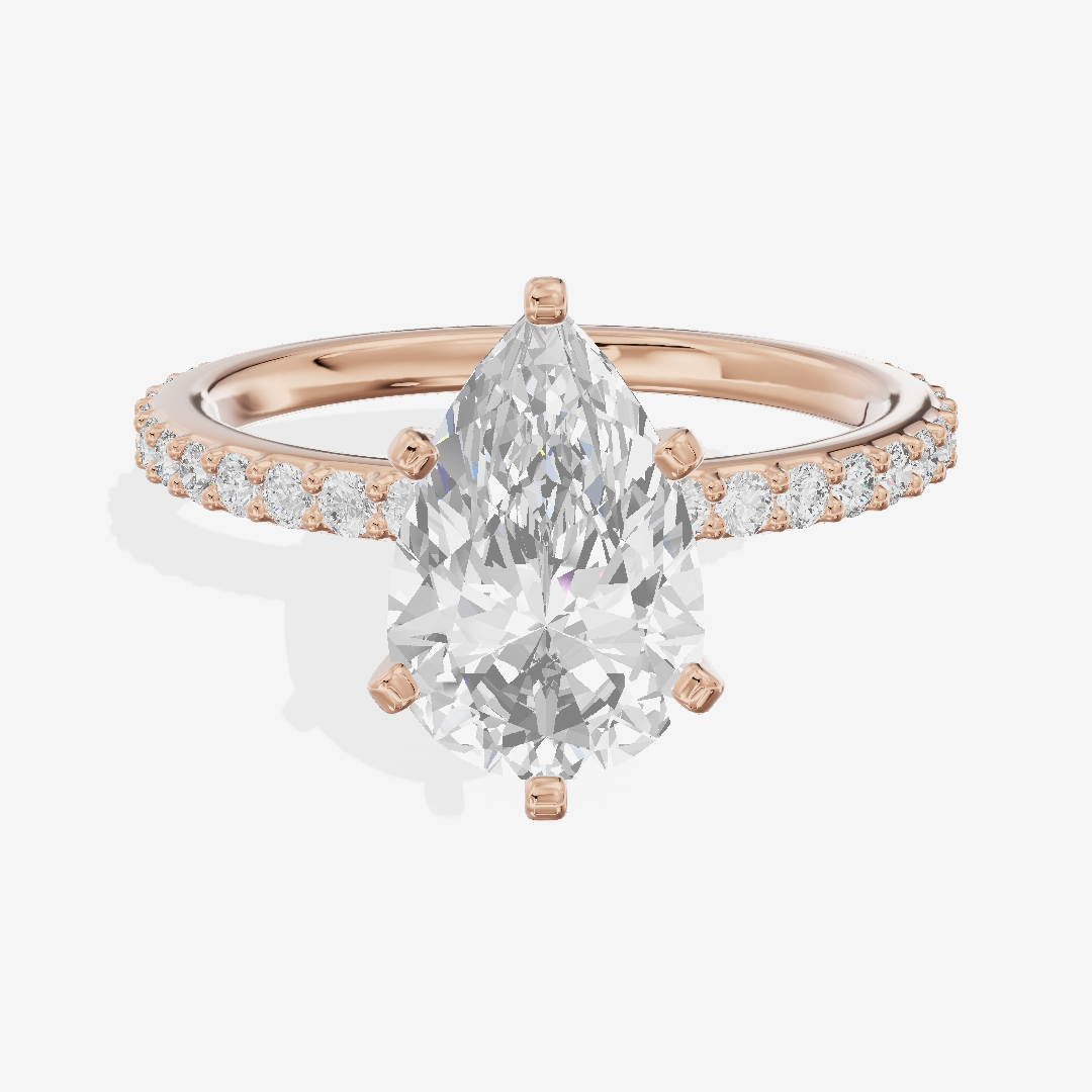 Petite Trellise Pear Engagement Ring with Side Stones (1/3 ct. tw.) in 14K Rose Gold