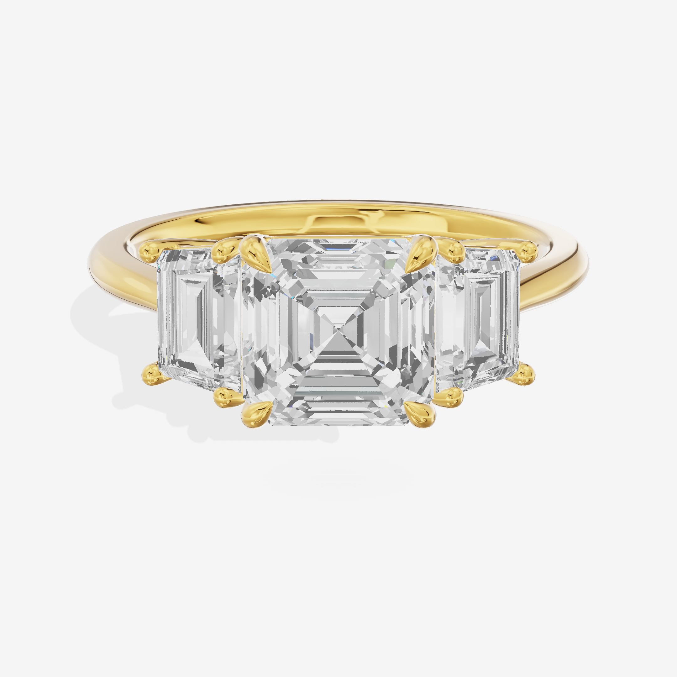 Luxe Promezza Three Stone Asscher Engagement Ring (3/5 ct. tw.) in 18K Yellow Gold